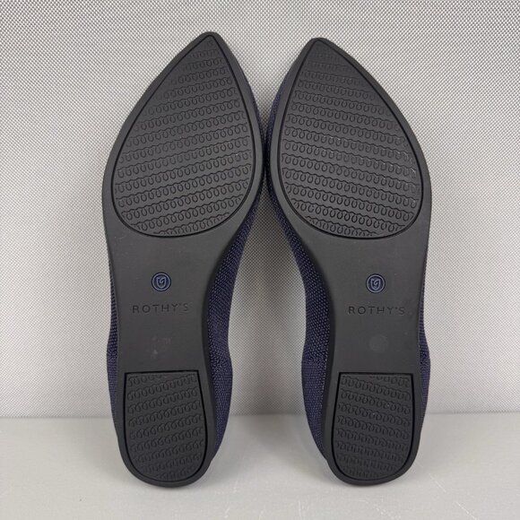 Rothys The Point Shoes Slip On Knit Ballet Flats Womens 7.5 Maritime Navy Blue - Picture 8 of 10